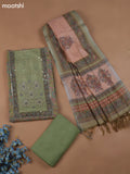 Green Chanderi Dress Material With Floral Prints & Pitta Work Neck Pattern and Bottom & Dupatta