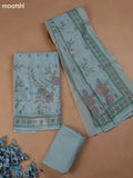 Blue Chanderi Dress Material With Madhubani Prints & Pitta Work Neck Pattern and Bottom & Dupatta