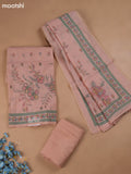 Peach Chanderi Dress Material With Madhubani Prints & Pitta Work Neck Pattern and Bottom & Dupatta