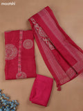 Pink Chanderi Dress Material With Kantha Stich Pattern and Bottom & Dupatta