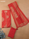Orange Chanderi Dress Material With Kantha Stich Pattern and Bottom & Dupatta