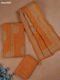 Mango Yellow Chanderi Dress Material With Kantha Stich Pattern and Bottom & Dupatta