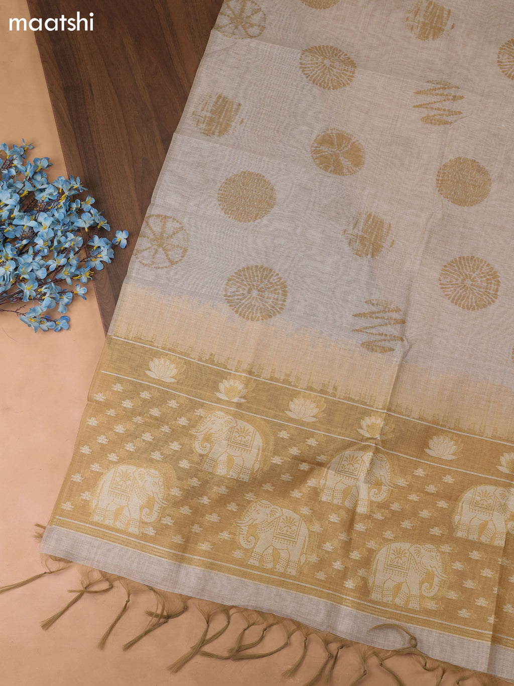 Sandal Chanderi Dress Material With Kantha Work Stitch Pattern and Bottom & Dupatta