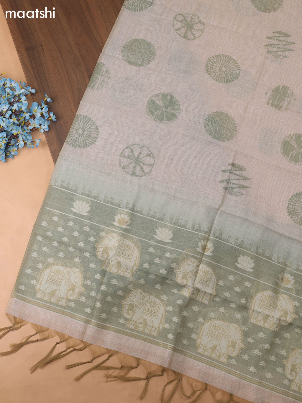 Green Chanderi Dress Material With Kantha Work Stitch Pattern and Bottom & Dupatta