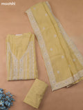 Yellow Chanderi Dress Material With Embroidery Work Neck Pattern and Bottom & Dupatta