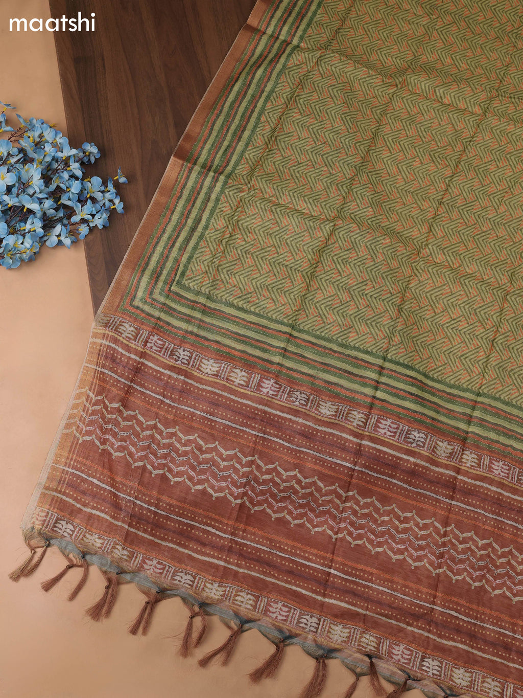 Green Chanderi Dress Material With Pitta Work Neck Pattern and Bottom & Dupatta