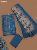 Blue Chanderi Dress Material With Butta Prints & Gotta Patti Neck Pattern and Bottom & Dupatta