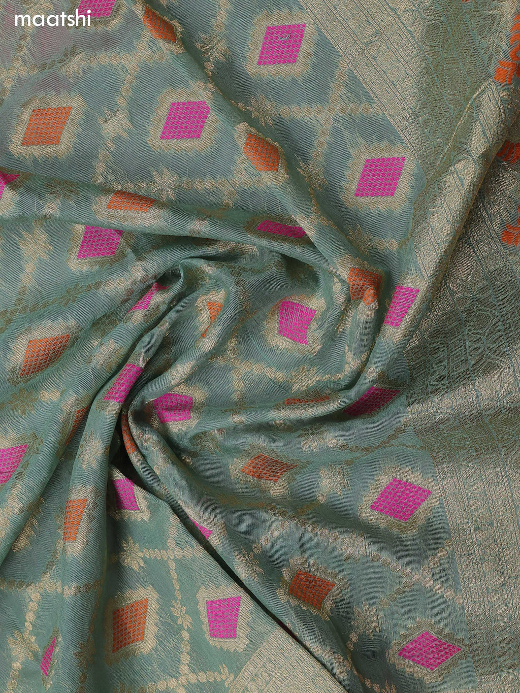 Green Chanderi Dress Material With Embroidery Work Neck Pattern