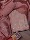 Dark Peach Chanderi Dress Material With Patch Work Neck Pattern