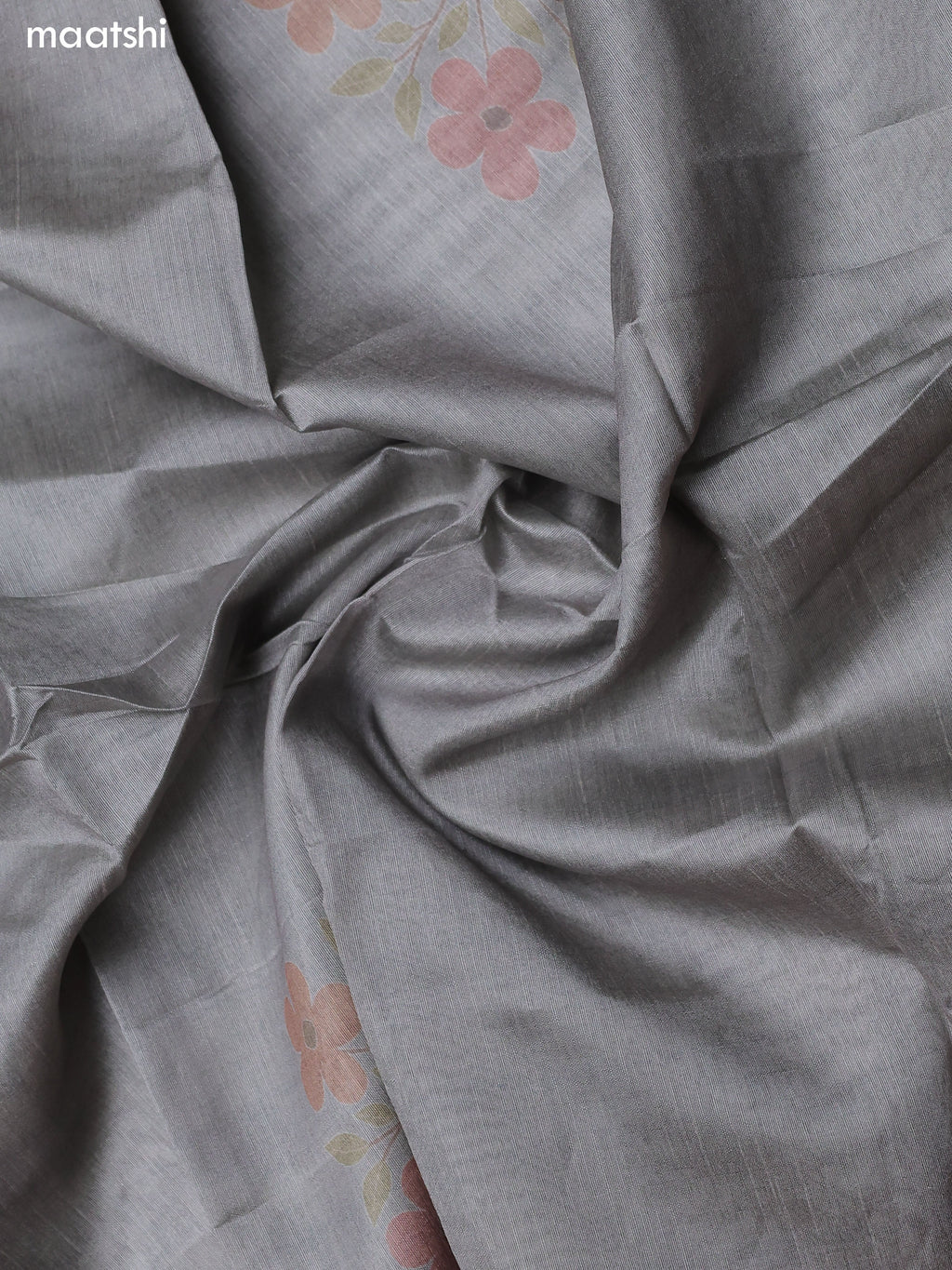 Grey Chanderi Dress Material With Patch Work Neck Pattern