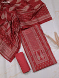 Dark Rust Chanderi Dress Material With Floral Prints and Bottom & Dupatta