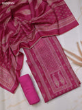 Magenta Pink Chanderi Dress Material With Floral Prints and Bottom & Dupatta