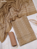 Dark Sandal Chanderi Dress Material With Floral Prints and Bottom & Dupatta