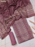 Rosy Brown Chanderi Dress Material With Floral Prints and Bottom & Dupatta