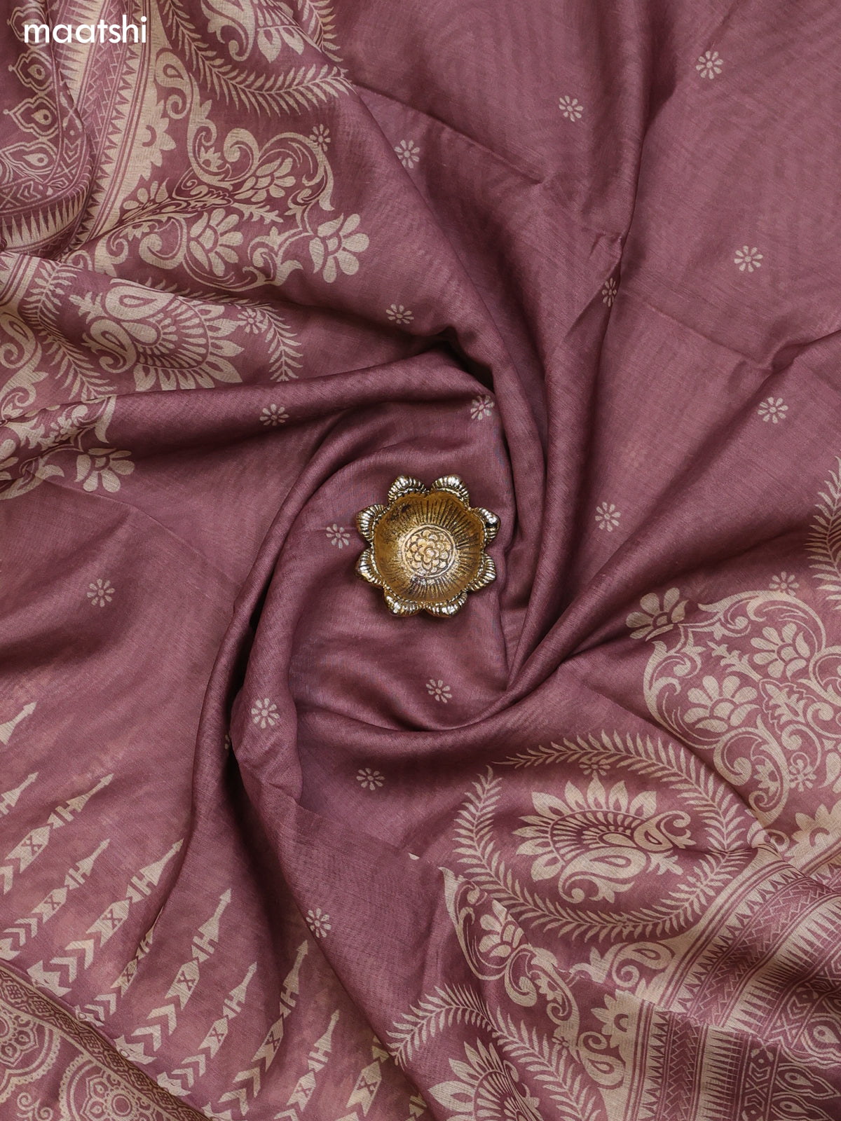 Rosy Brown Chanderi Dress Material With Floral Prints and Bottom & Dupatta