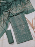 Pastel Green Chanderi Dress Material With Floral Prints and Bottom & Dupatta