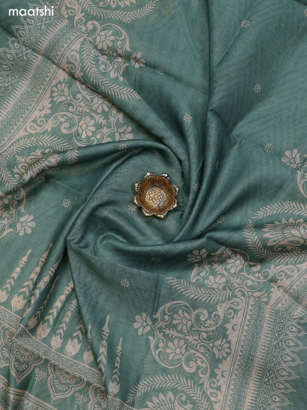 Pastel Green Chanderi Dress Material With Floral Prints and Bottom & Dupatta