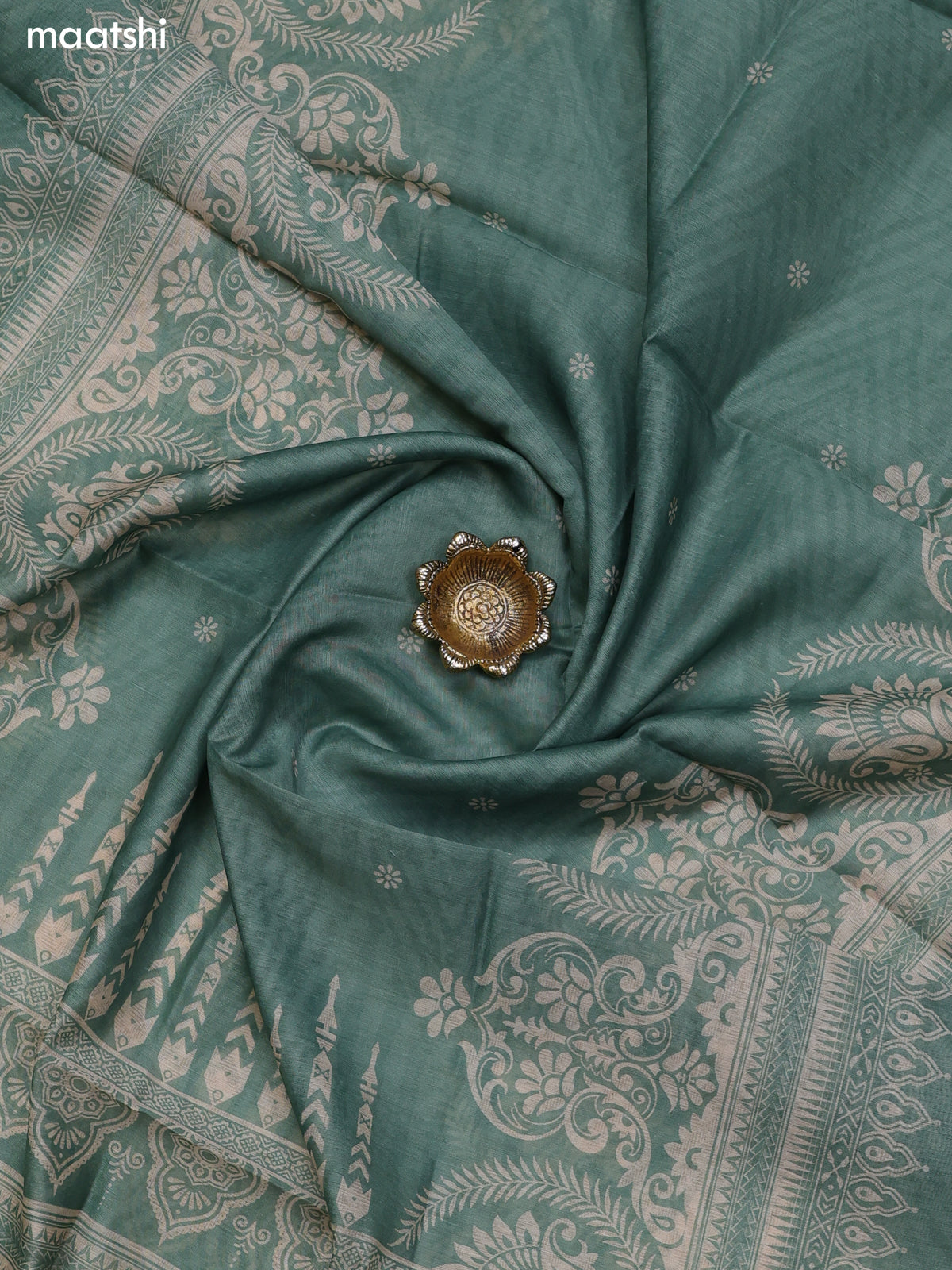 Pastel Green Chanderi Dress Material With Floral Prints and Bottom & Dupatta
