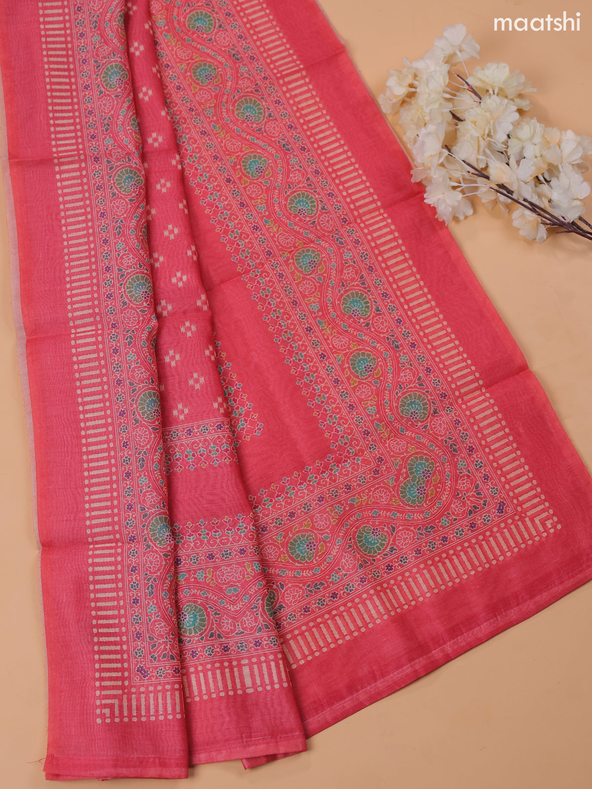 Mauve Pink Chanderi Dress Material With Prints & Embroidery Work and Bottom & Dupatta