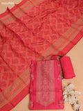 Dark Pink Chanderi Dress Material With Floral Prints and Bottom & Dupatta
