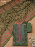 Green Chanderi Dress Material With Floral Prints and Bottom & Dupatta