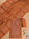 Dark Mustard Chanderi Dress Material With Floral Prints and Bottom & Dupatta