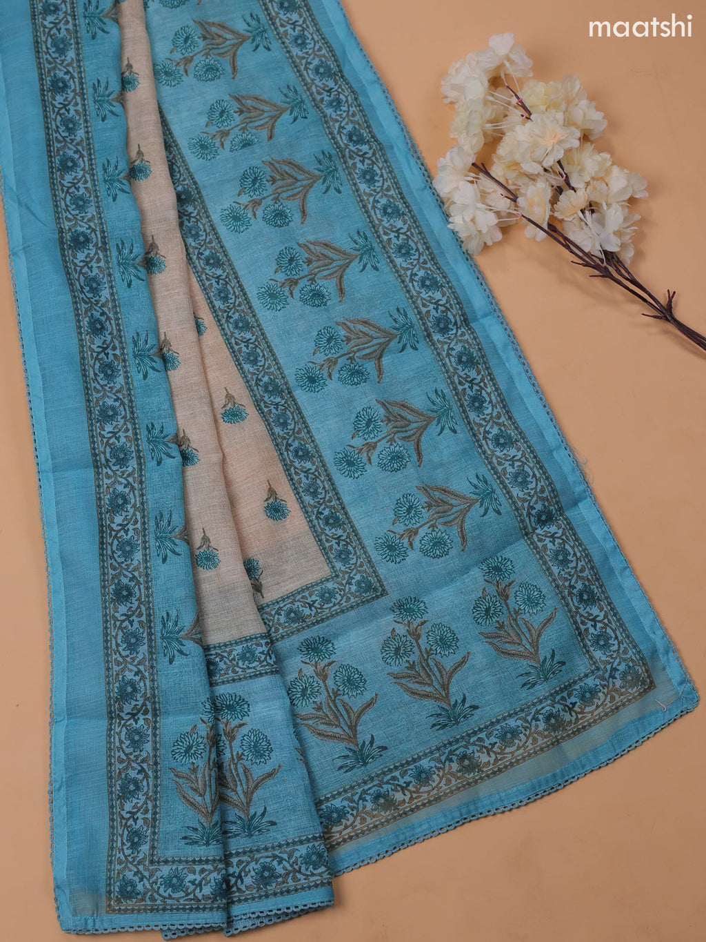 Teal Blue and Chanderi Dress Material With Embroidery Work and Bottom & Dupatta