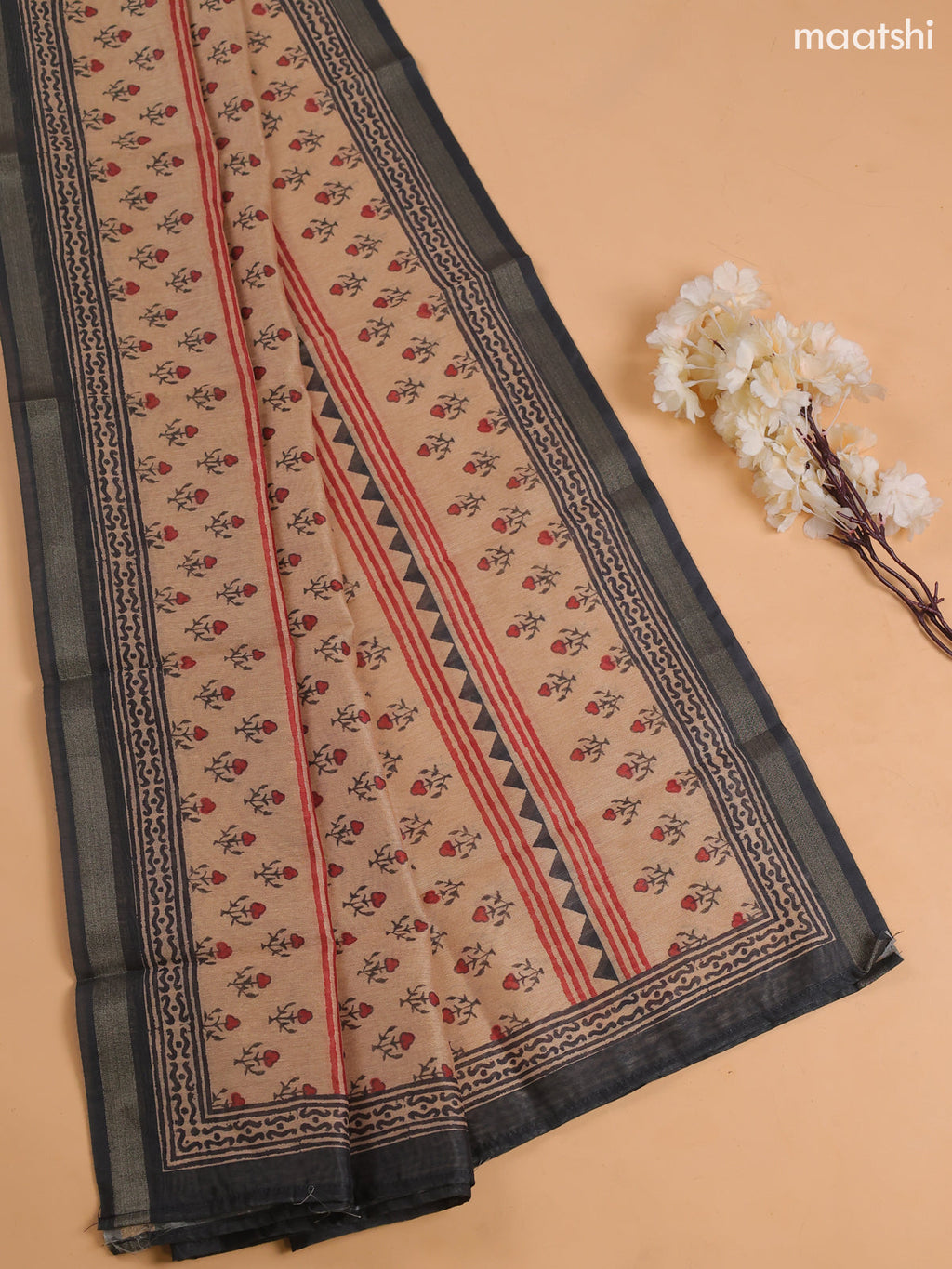 Dark Grey Chanderi Dress Material With Prints & Embroidery Work and Bottom & Dupatta