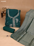 Green Art Silk Dress Material With Zari Buttas & Embroidery Work Neck Pattern and Bottom & Dupatta