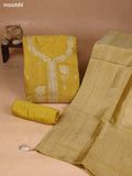 Yellow Art Silk Dress Material With Zari Buttas & Embroidery Work Neck Pattern and Bottom & Dupatta