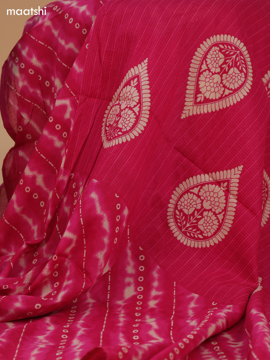 Pink Cotton Dress Material With Allover Shibori Prints & Embroidery Work Neck Pattern and Bottom & Dupatta