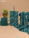 Green Cotton Dress Material With Allover Shibori Prints & Embroidery Work Neck Pattern and Bottom & Dupatta