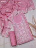 Baby Pink Chanderi Dress Material With Allover Floral Embroidery Wok Pattern and Bottom & Dupatta