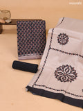 Black and Biege Art Tussar Dress Materials With Printed & Embroidery Work Pattern and Bottom & Dupatta