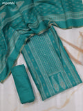 Teal Green Chanderi Dress Material With Floral Butta Prints & Simple Embroidery Work Neck Pattern and Bottom & Dupatta