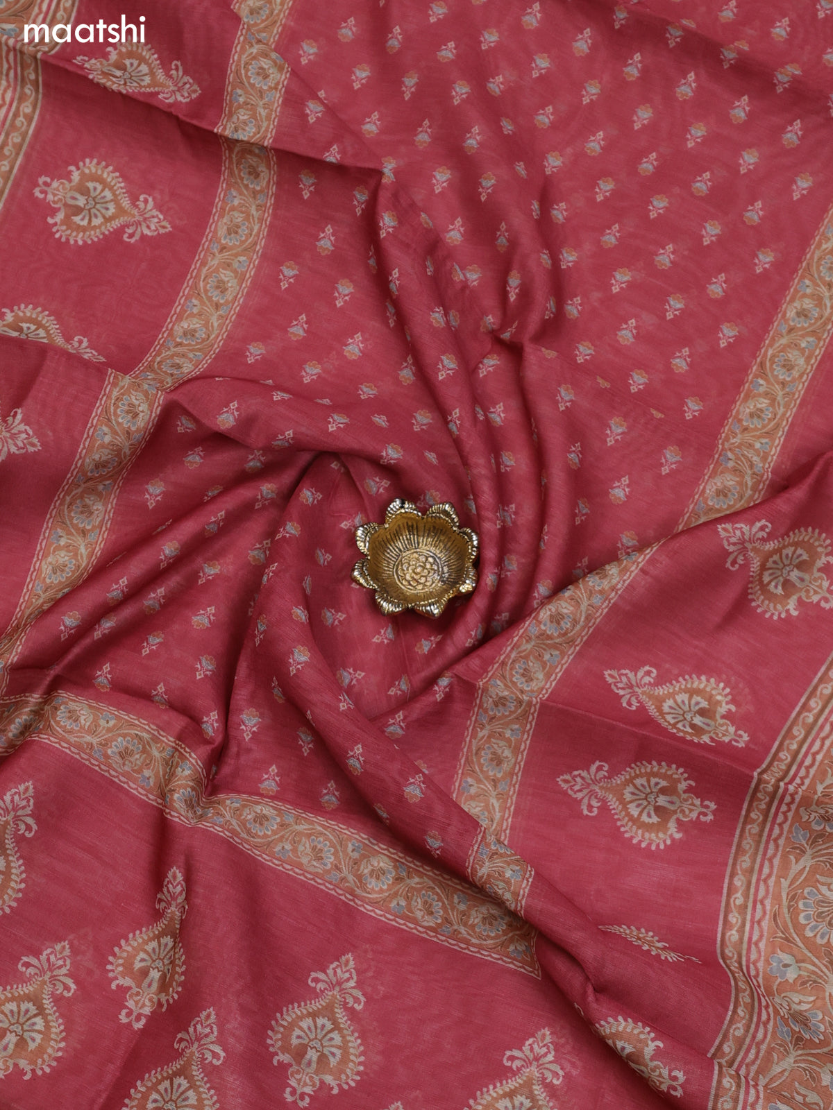 Dark Mauve Pink Chanderi Dress Material With Allover Floral Prints & Simple Embroidery Work Neck Pattern and Bottom & Dupatta