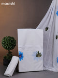 Cotton dress materials off white with floral hand painted prints and bottom & chiffon dupatta