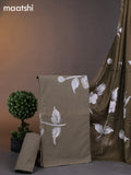 Cotton dress materials military green with floral hand painted prints and bottom & chiffon dupatta