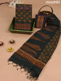 Kota dress material bottle green and peacock green with allover prints and bottom & kota dupatta