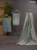 Munga cotton dress material pastel blue with thread & zari woven buttas and bottom & thread woven dupatta