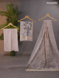 Munga cotton dress material pastel grey with thread pichwai design weaves and bottom & thread woven dupatta