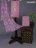 Cotton dress material mauve pink shade and pink with allover floral prints & embroidery zardosi work neck pattern and bottom & chiffon dupatta