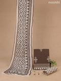 Cotton dress material brown and cream with butta prints and bottom & zig zag printed dupatta