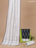 Cotton dress material fluorescent green and off white with patch work neck pattern and bottom & printed dupatta