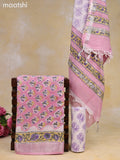 Linen cotton dress material light pink and off white with allover floral butta prints and bottom & dupatta