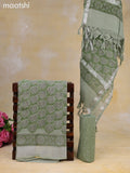 Linen cotton dress material pastel green with allover butta prints and bottom & dupatta