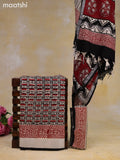 Linen cotton dress material rust shade and beige black with allover prints and bottom & dupatta