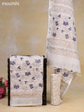 Linen cotton dress material off white with allover prints and bottom & dupatta
