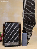 Linen cotton dress material black and grey with allover shibori prints and bottom & dupatta