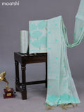 Semi tussar dress material teal shade with thread & zari floral weaves and bottom & dupatta